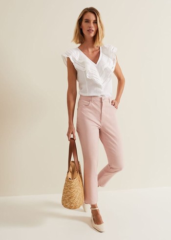 Phase Eight Lindsey Cropped Straight Leg Trousers Pink Australia | XC8743912